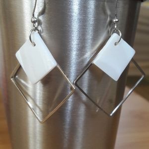 3 for $20. Modern silver earrings with natural shell.